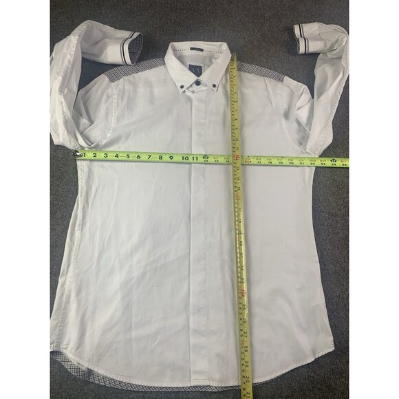A/X Armani Exchange Slim Mens Cotton Contrast Trim L/S Button Down Shirt Size L - Picture 10 of 12